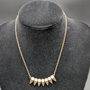 Pomina Necklace Earring Set White Marble Stone Gold Tone Statement Jewelry New